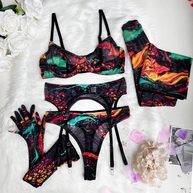 Serena | 5-Delige Tie Dye Lingerie Set