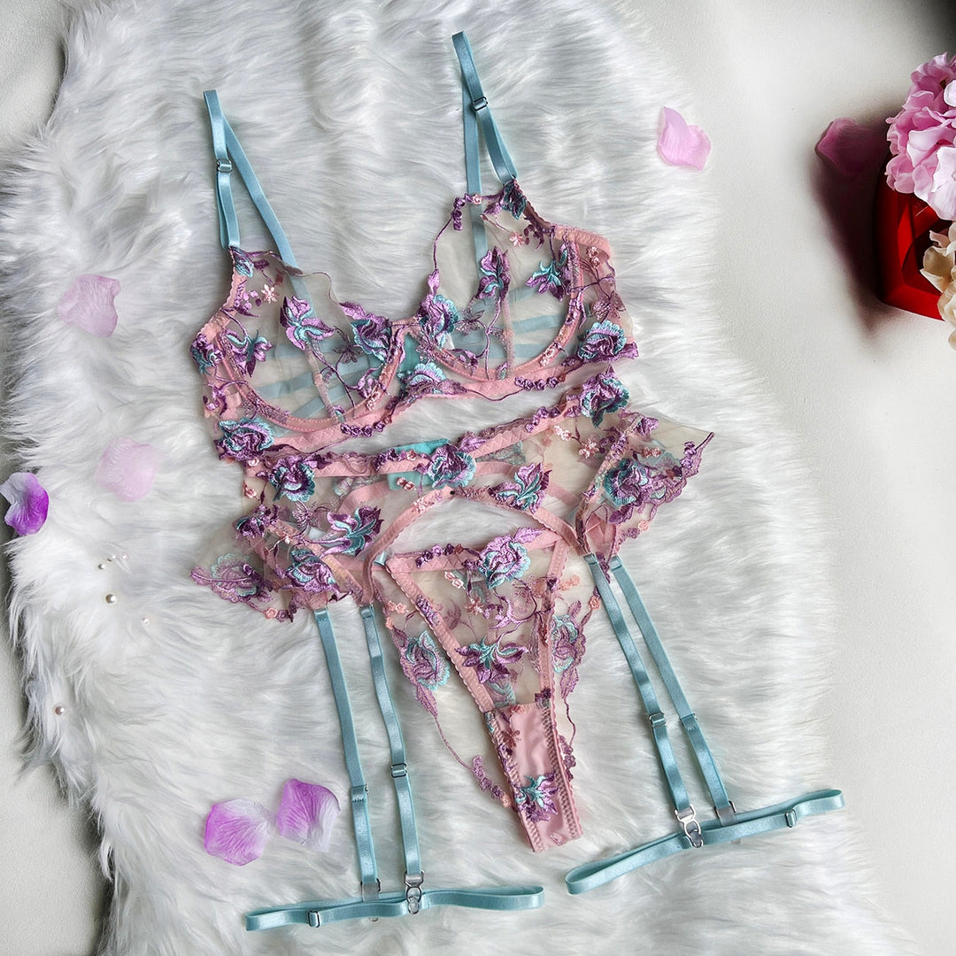 Becky | 3-Delige Franse Bloemen Lingerie Set